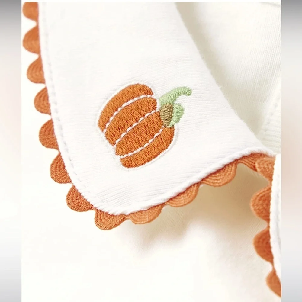 Gymboree Long Sleeve Embroidered Pumpkin Peter Pan Collar Blouse‼️FINAL SALE